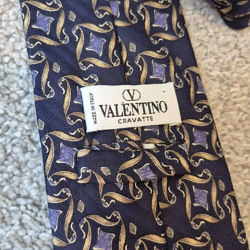 Valentino Silk Tie Geometric Men Necktie Italy
